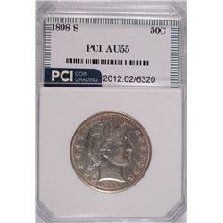 1898-S BARBER HALF DOLLAR, PCI AU-55