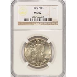 1945 WALKING LIBERTY HALF DOLLAR NGC MS-62