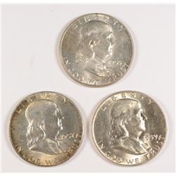 (3) FRANKLIN HALF DOLLARS (55, 57, 59-D)