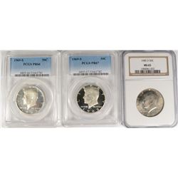 (3) SLABBED KENNEDY HALF DOLLARS (69-S, 69-S, 85-D)