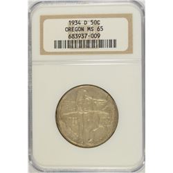 1934-D OREGON TRAIL COMMEN HALF DOLLAR NGC MS-65