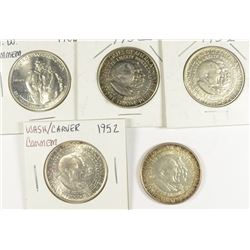 (5) COMMEN HALF DOLLARS (4-1952 W/C & 1982-D WASHINGTON)