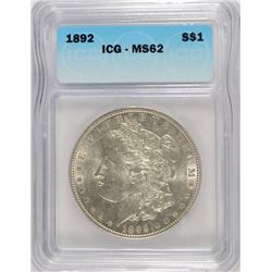 1892 MORGAN DOLLAR ICG MS-62