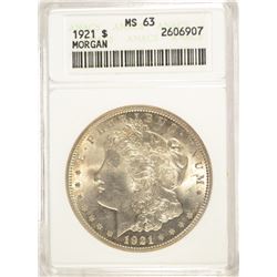 1921 MORGAN DOLLAR ANACS MS-63