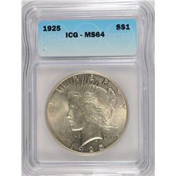 1925 PEACE DOLLAR ICG MS-64