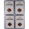 Image 1 : 2) 1955-S AND (2) 1957-D LINCOLN CENTS, NGC MS 66 RED