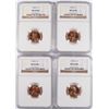 Image 1 : ( 4 ) 1958-D LINCOLN CENTS, NGC MS-66 RED GEMS