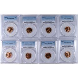 LOT OF ( 8 ) 1954-S LINCOLN CENTS, PCGS MS-66 RED