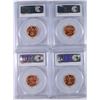 Image 2 : LOT OF ( 4 ) 1957-D LINCOLN CENTS, PCGS  MS-66 RED