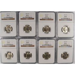 LOT OF ( 8 ) 1943-P JEFFERSON NICKELS, NGC (7) MS-66 (1) MS-65