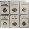 Image 1 : LOT OF ( 6 ) 1944--P SILVER JEFFERSON NICKELS,  NGC MS-66