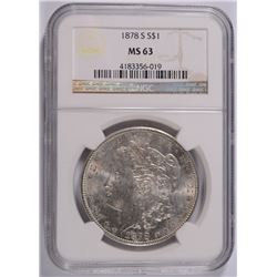 1878-S MORGAN SILVER DOLLAR, NGC MS-63