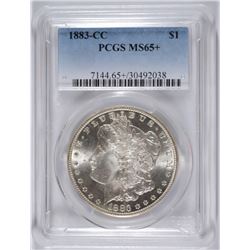 1883-CC MORGAN SILVER DOLLAR, PCGS MS-65+ BLAST WHITE, GORGEOUS COIN!
