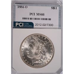 1884-O MORGAN SILVER DOLLAR, PCI MS-66 WHITE!