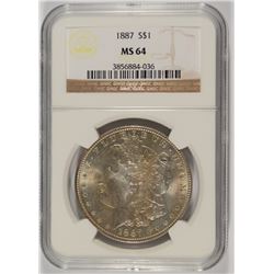 1887 MORGAN DOLLAR NGC MS-64 WHITE