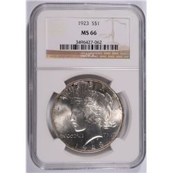1923 PEACE SILVER DOLLAR, NGC MS-66 TOUGH!
