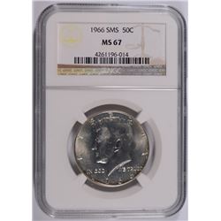 1966 SMS KENNEDY HALF DOLLAR, NGC MS-67