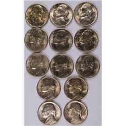 LOT OF ( 13 ) GEM BU 1943-D SILVER JEFFERSON NICKELS