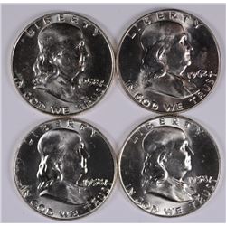 LOT OF ( 4 ) GEM BU FRANKLIN HALF DOLLARS: ( 3 ) 1958-D & ( 1 ) 1962-D