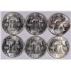 Image 2 : LOT OF ( 6 ) BU FRANKLIN HALF DOLLARS 1963 & 1963-D