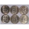 Image 1 : (6) AU/BU FRANKLIN HALF DOLLARS, SOME BETTER DATES 48-D, 49, 49-D, 2-53-D & 1-57