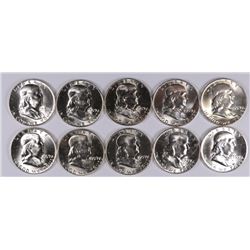 LOT OF (10 ) GEM BU 1959-D FRANKLIN HALF DOLLARS