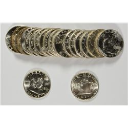 ORIGINAL GEM BU ROLL OF 1958-D FRANKLIN HALF DOLLARS