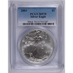 2003 AMERICAN SILVER EAGLE, PCGS MS-70! PERFECT!