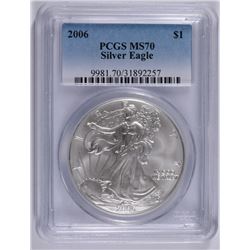 2006 AMERICAN SILVER EAGLE, PCGS MS-70 PERFECT!