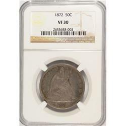 1872 SEATED HALF DOLLAR NGC VF-30