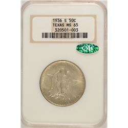1936-S TEXAS COMMEN HALF DOLLAR NGC MS-65 (CAC)