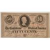 Image 1 : 1863 FIFTY CENT CONFEDERATE STATES OF AMERICA NOTE