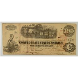 1862 $100 CONFEDERATE STATES OF AMERICA NOTE