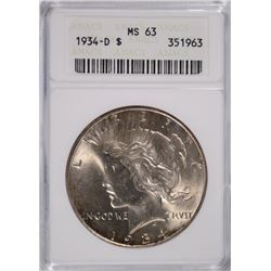 1934-D PEACE DOLLAR ANACS MS-63