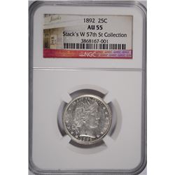 1892 BARBER QUARTER NGC AU-55 (STACKS W 57TH ST COLLECTION)