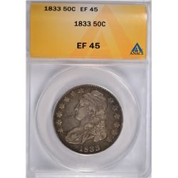 1833 BUST HALF DOLLAR ANACS EF-45