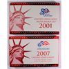 Image 1 : 2001 SILVER PF SET & 2007 (10) OF (14) PROOF COIN SET WITH ( 7 ) SILVER PF COINS