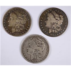 LOT OF ( 3 ) NICE CIRC MORGAN DOLLARS: 1878, 1879 &  1882