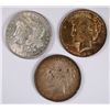Image 1 : ( 3 ) NICE SILVER DOLLARS: 1921 MORGAN AND 1922 & 1922-D PEACE