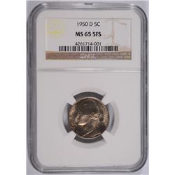 1950-D JEFFERSON NICKEL, MS-65 5 FULL STEPS
