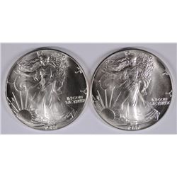 ( 2 ) UNC, 1987 AMERICAN SILVER EAGLES