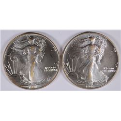( 2 ) UNC 1991 AMERICAN SILVER EAGLES