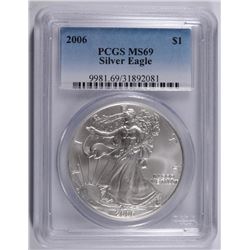 2006 AMERICAN SILVER EAGLE, PCGS MS-69