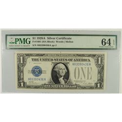1928 $1 SILVER CERTIFICATE (FUNNY BACK) PMG 64 EPQ