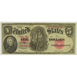 1907 $5 US NOTE (WOODCHOPPER)