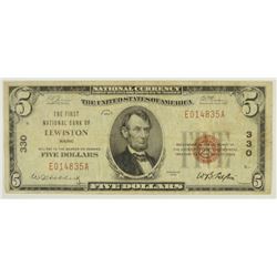 1929 $5 NATIONAL LEWISTON, ME #330