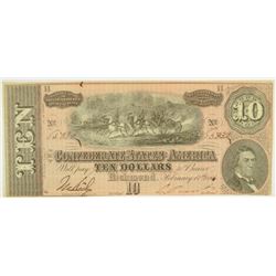 1864 $10 CONFEDERATE STATES OF AMERICA NOTE