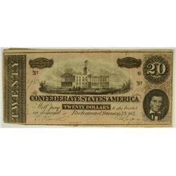 1864 $20 CONFEDERATE STATES OF AMERICA NOTE