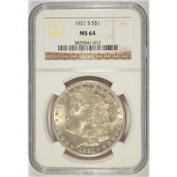 1921-S MORGAN DOLLAR NGC MS-64