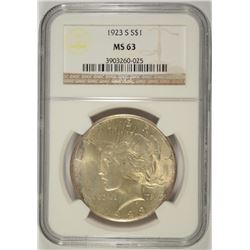 1923-S PEACE DOLLAR NGC MS-63